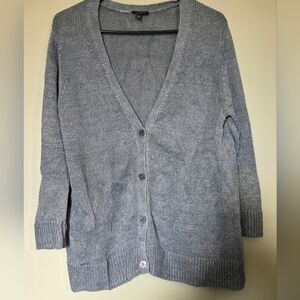 Talbots Light Blue V-Neck Button Cardigan, 100 % Linen